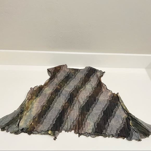 Giselle Shepatin handmade vest, semi-sheer, burnout floral theme/ lagenlook, M - Picture 5 of 15